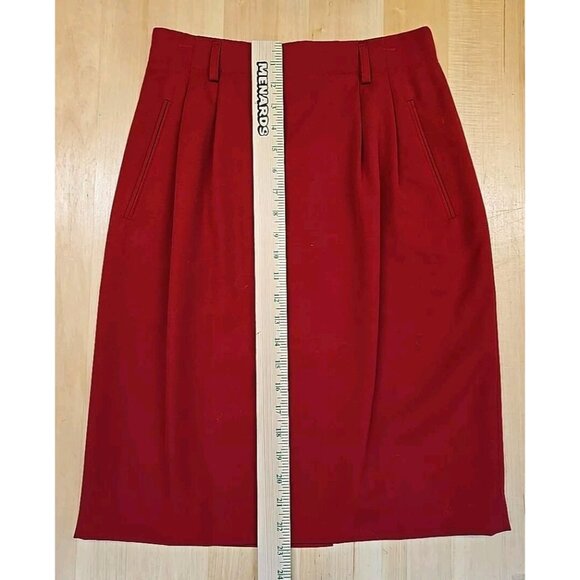 Vintage Talbots Pencil Skirt Womens Size 8 100% Wool Business Career Red Pockets - Picture 4 of 8